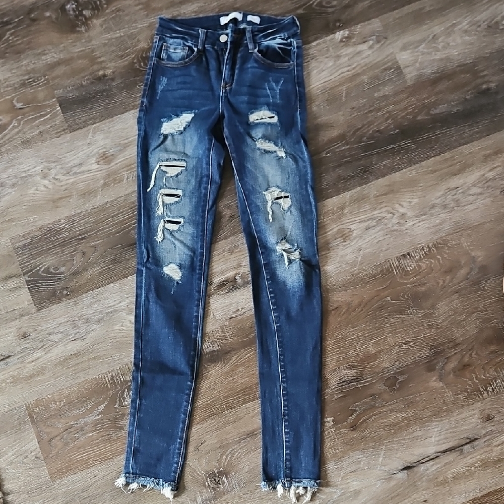 KanCan Dark Blue Distressed Skinny Jeans